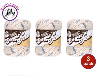 DENIM BLUE 3 Pack 2oz | 95yds each. Lily Sugar N Cream The Original 100% Cotton Yarn. 3 skeins Bulk Buy!