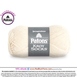 MUSLIN - Patons Kroy Socks Yarn is 1.75oz | 166yds Super Fine Weight (1) Sock Yarn. A Blend of 75/25% Wool/Nylon (50g | 152m)