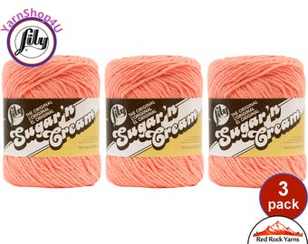 TEA ROSE 3 Pack! 2.5oz | 120yd The Original Lily Sugar N Cream 100% Cotton Yarn. 3 Skeins Bulk Buy!