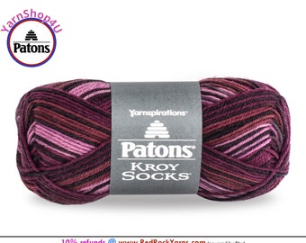AMETHYST STRIPES - Patons Kroy Socks Yarn is 1.75oz | 166yds Super Fine Weight (1) Sock Yarn. A Blend of 75/25% Wool/Nylon (50g | 152m)
