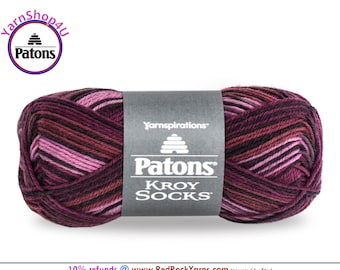 AMETHYST STRIPES - Patons Kroy Socks Yarn is 1.75oz | 166yds Super Fine Weight (1) Sock Yarn. A Blend of 75/25% Wool/Nylon (50g | 152m)