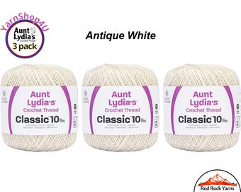 ANTIQUE WHITE 3 pack! Aunt Lydia's Classic 10 Crochet Thread. 350yds. Item #154-0210