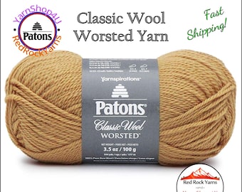 HONEY - Patons Classic Wool Worsted Yarn Medium Weight (4). 100% wool yarn. 3.5oz | 194 yards (100g | 177m)
