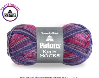 PURPLE HAZE - Patons Kroy Socks Yarn is 1.75oz | 166yds Super Fine Weight (1) Sock Yarn. A Blend of 75/25% Wool/Nylon (50g | 152m)