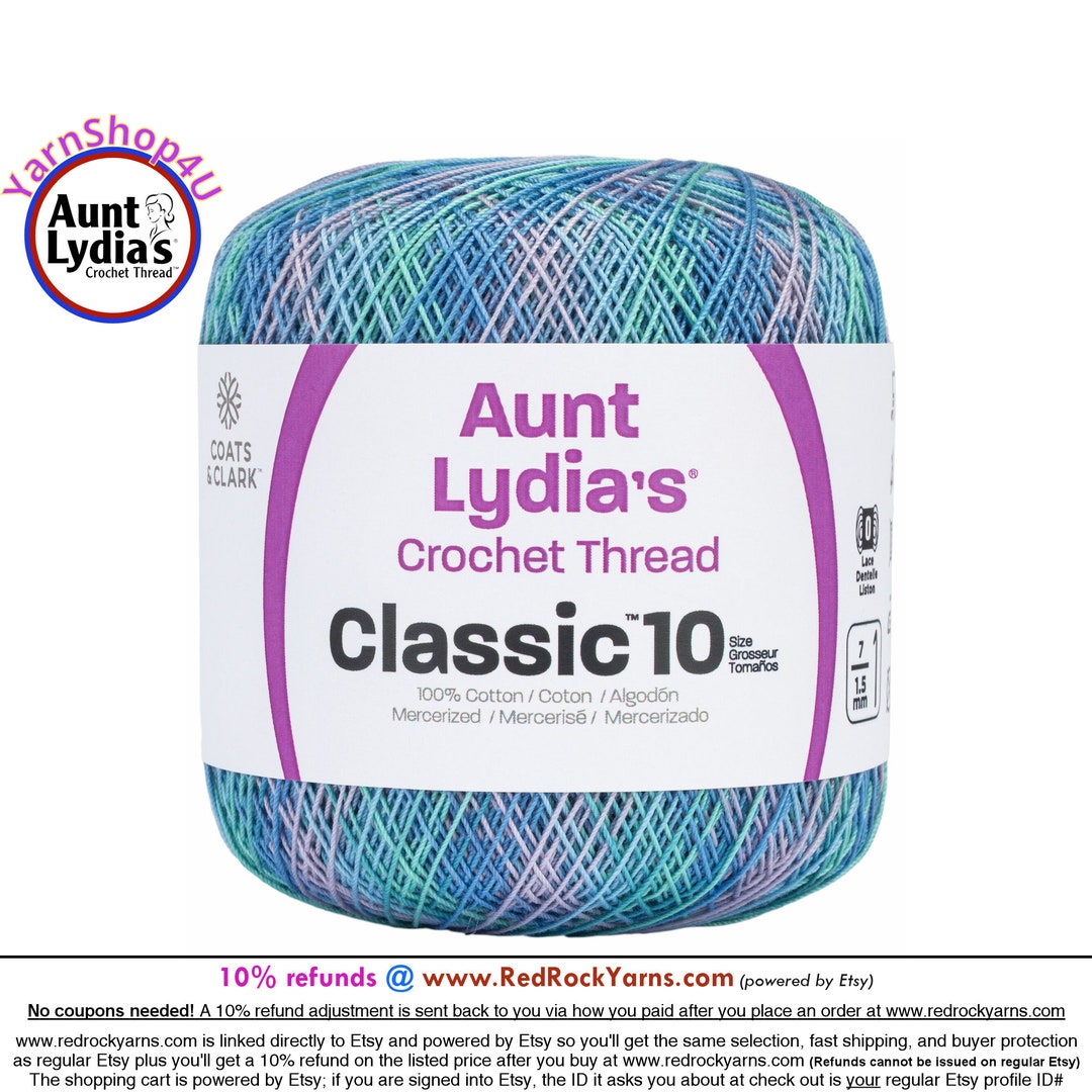 Aunt Lydia's Classic Crochet Thread Size 10 -Silver, Multipack of 6