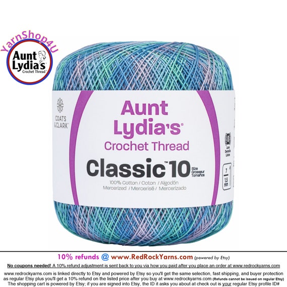 Aunt Lydia's Classic Crochet Thread Size 10 Jumbo-White