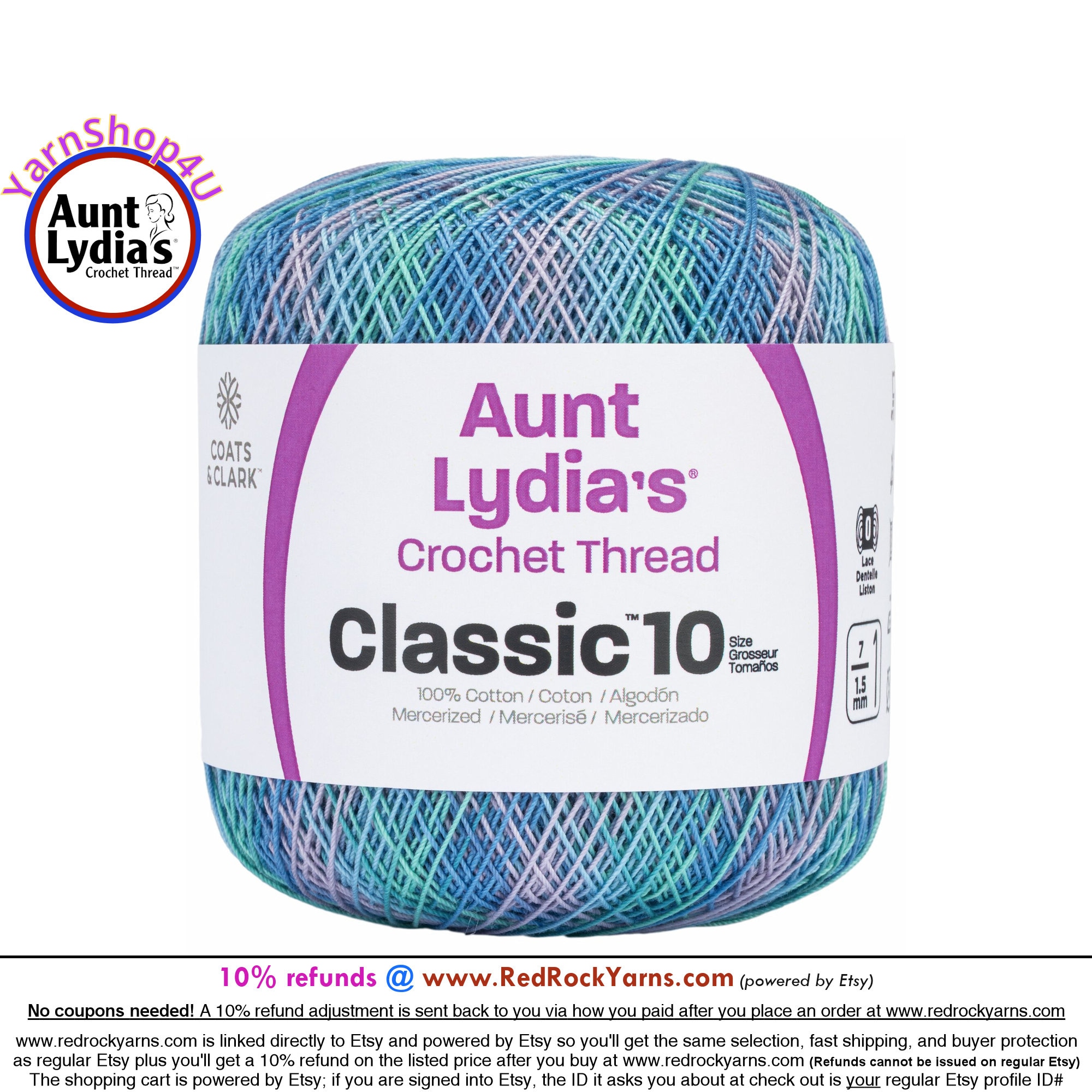 GOLDEN YELLOW - Aunt Lydia's Classic 10 Crochet Thread. Item #154-0422