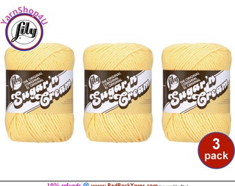 YELLOW 3 Pack! 2.5oz | 120yd The Original Lily Sugar N Cream 100% Cotton Yarn. 3 Skeins Bulk Buy!