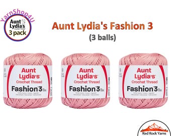 SOFT MAUVE Fashion 3 Size Aunt Lydia Crochet Thread. One 3 Pack of Aunt Lydia's Fashion 3 Crochet Thread. 3 balls/150yds ea. Item #182.1040