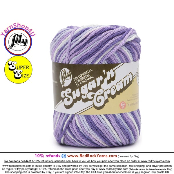 PURPLE HAZE OMBRE Super Size 3oz | 143yds. 100% Cotton yarn. Original Lily Sugar N Cream (3 ounces | 143 yards). Color #19997