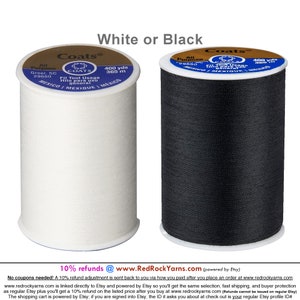 400 Yard Spool of White or Black. Coats & Clark Dual Duty All-purpose Thread  230A 