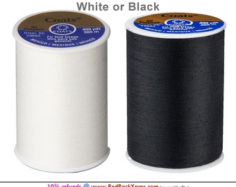 400 yard Spool of White or Black. Coats & Clark Dual Duty All-Purpose Thread #230A