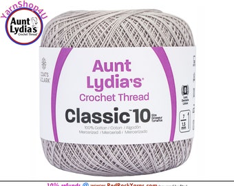 SILVER - Aunt Lydia's Classic 10 Crochet Thread. 350yds. Item #154-0435