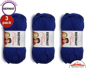ROYAL BLUE 3 pack! Bernat Softee Chunky Yarn Super Bulky Yarn. 3.5oz | 108yds | 100% Acrylic Yarn. 3 skeins per pack = Bulk Buy!