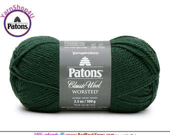 PINE - Patons Classic Wool Worsted Yarn Medium Weight (4). 100% wool yarn. 3.5oz | 194 yards (100g | 177m)