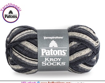 ECLIPSE STRIPES - Patons Kroy Socks Yarn is 1.75oz | 166yds Super Fine Weight (1) Sock Yarn. A Blend of 75/25% Wool/Nylon (50g | 152m)