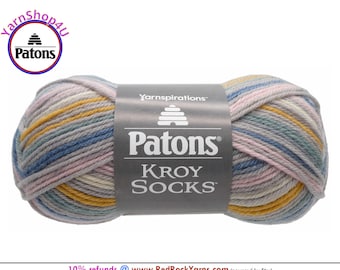 SIDEWALK CHALK STRIPES - Patons Kroy Socks Yarn is 1.75oz | 166yds Super Fine Weight (1) Sock Yarn. Blend of 75/25% Wool/Nylon (50g | 152m)