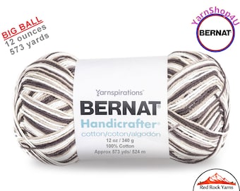 CHOCOLATE OMBRE - 12oz | 573 yards! Bernat Handicrafter Big Ball 100% Cotton Yarn. Item 16203433013
