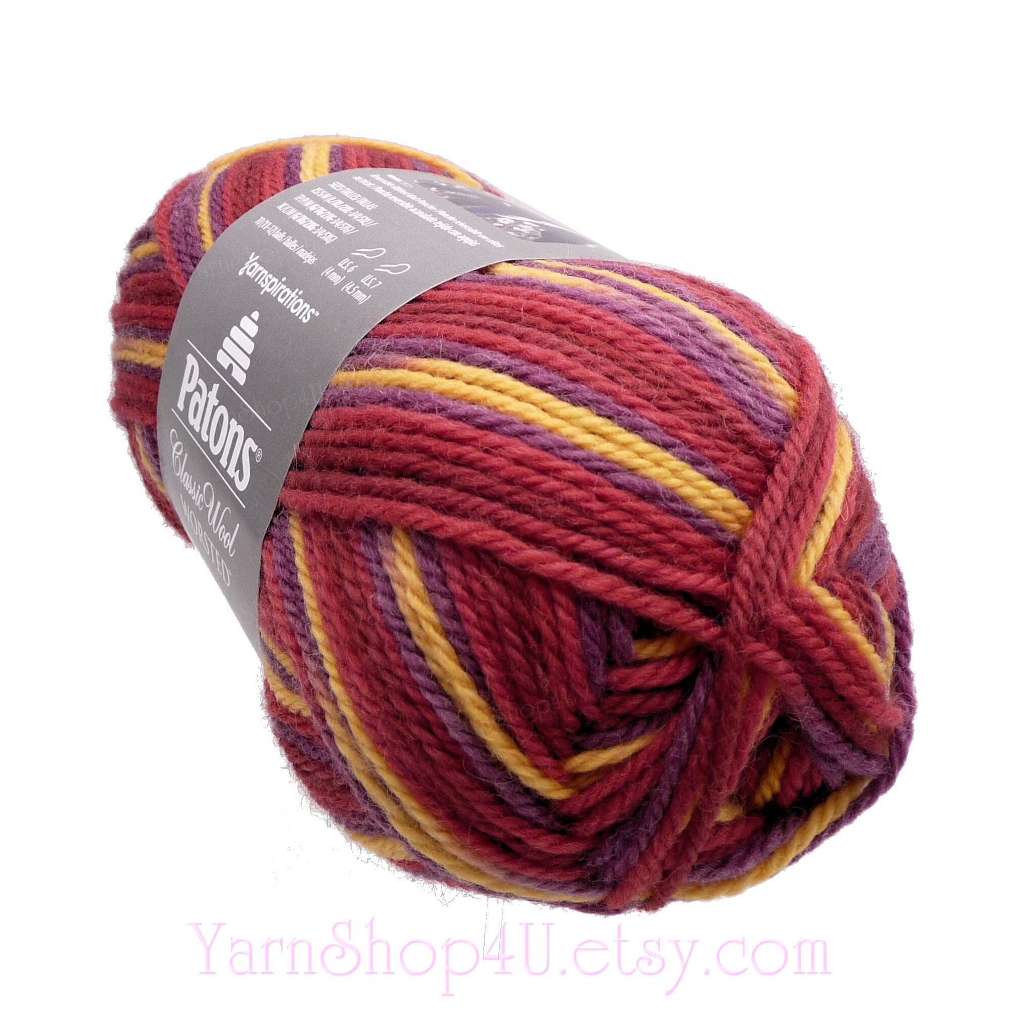 SUNSET Patons Classic Wool Worsted Yarn Medium Weight (4). 100 wool