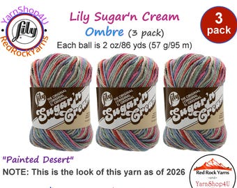 PAINTED DESERT 3 Pack 2oz | 95yds each. Lily Sugar N Cream The Original 100% Cotton Yarn. 3 skeins Bulk Buy!