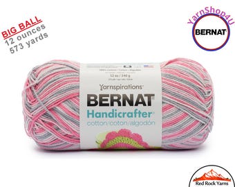 GRANITE PINK - 12oz | 573 yard! Bernat Handicrafter Big Ball 100% Cotton Yarn. Item 16203434030