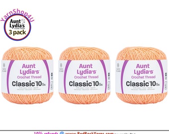 LIGHT PEACH 3 pack! Aunt Lydia's Classic 10 Crochet Thread. 350yds. Item #154-0424
