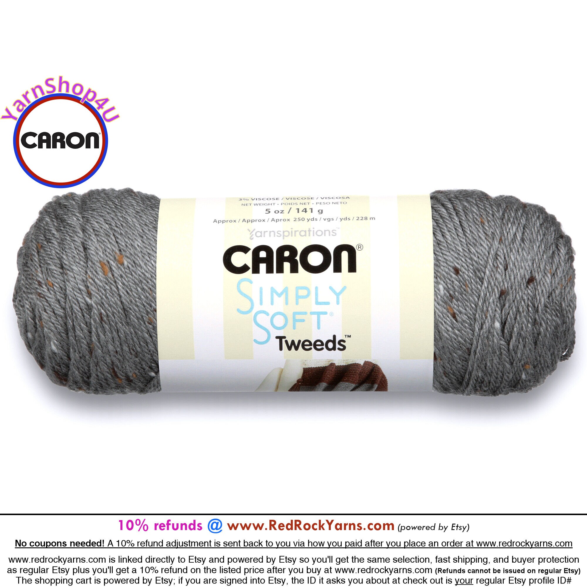 Caron Simply Soft Woodland Heather Yarn - 3 Pack Of 141g/5oz