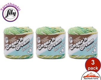 GREENS 3 Pack! Lily Scrub Off - 2.6oz | 106yds each. Lily Sugar'n Cream. 100% Textured Cotton Yarn. 3 skeins = Bulk Buy!