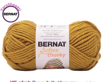 BRASS Bernat Softee Chunky Yarn Super Bulky Yarn. 3.5oz | 108yds | 100% Acrylic Yarn. Item 16112828807
