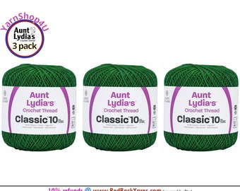 MYRTLE GREEN 3 pack! Aunt Lydia's Classic 10 Crochet Thread. 350yds. Item #154-0484