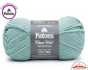 DUCK EGG BLUE - Patons Classic Wool Worsted Yarn Medium Weight (4). 100% wool yarn. 3.5oz | 194 yards (100g | 177m)