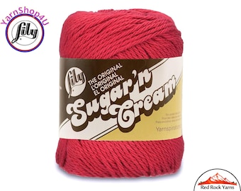 RED - 2.5oz | 120yd The Original Lily Sugar N Cream 100% Cotton Yarn (2.5 ounce / 120 yards)