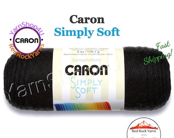 BLACK - Caron Simply Soft 6oz / 315yds (170g / 288m) 100% Acrylic yarn. Item H970039727