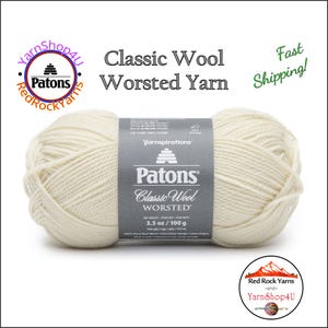 ARAN - Patons Classic Wool Worsted Yarn Medium Weight (4). 100% wool yarn. 3.5oz | 194 yards (100g | 177m)