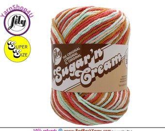 SUNRISE OMBRE Super Size 3oz | 143yds. 100% Cotton yarn. Original Lily Sugar N Cream (3 ounces | 143 yards). Color #19992