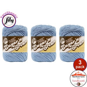 LIGHT BLUE (LT Blue) 3 Pack! 2.5oz | 120yd The Original Lily Sugar N Cream 100% Cotton Yarn. 3 Skeins Bulk Buy!
