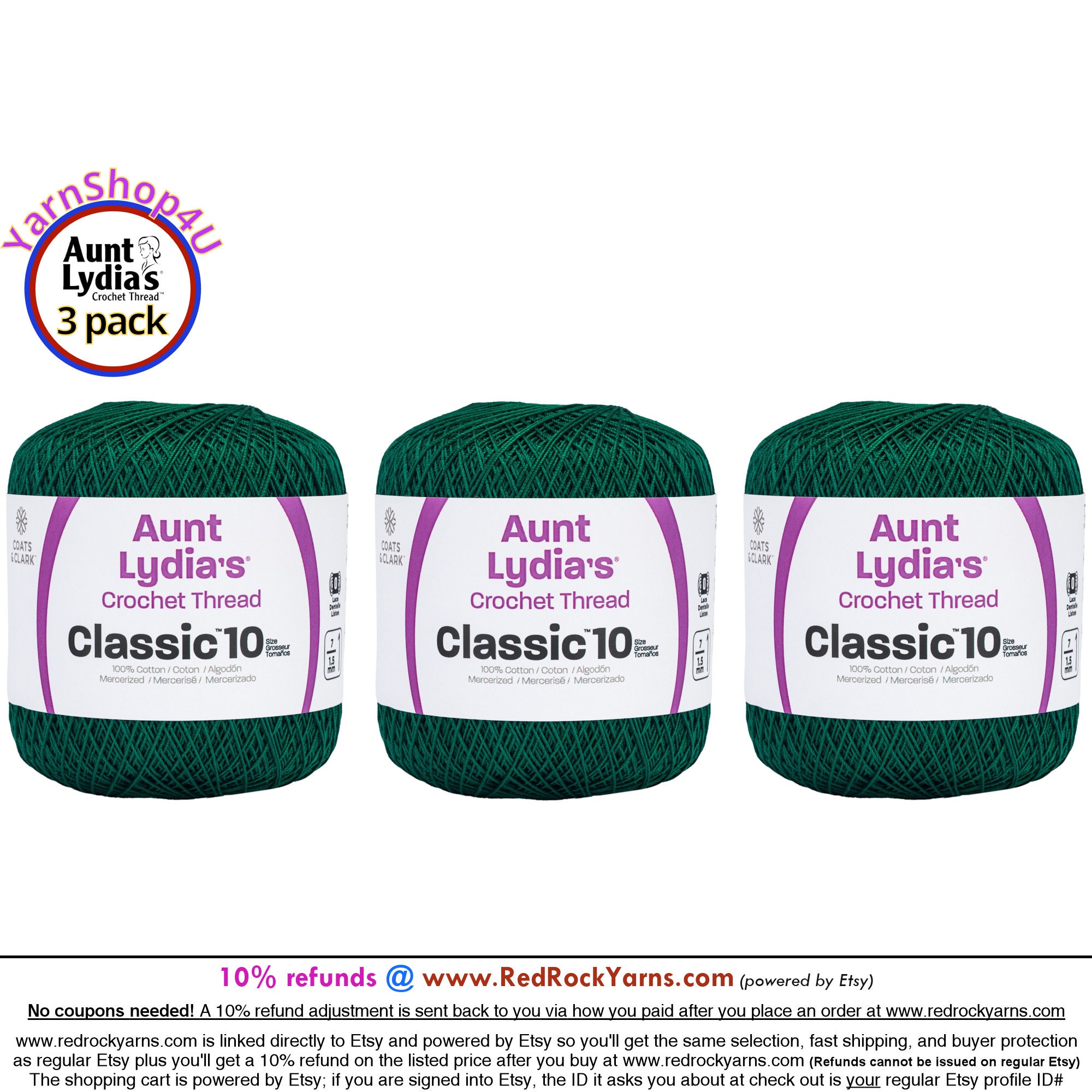 Coats And Clark Aunt Lydia's Crochet Cotton Thread - Size 10