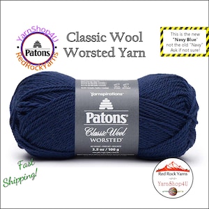 NAVY BLUE Worsted Weight - Patons Classic Worsted Wool. 100% wool yarn. 3.5oz | 194 yards (100g | 177m) This is color #77773