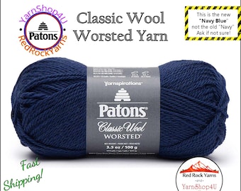 NAVY BLUE Worsted Weight - Patons Classic Worsted Wool. 100% wool yarn. 3.5oz | 194 yards (100g | 177m) This is color #77773