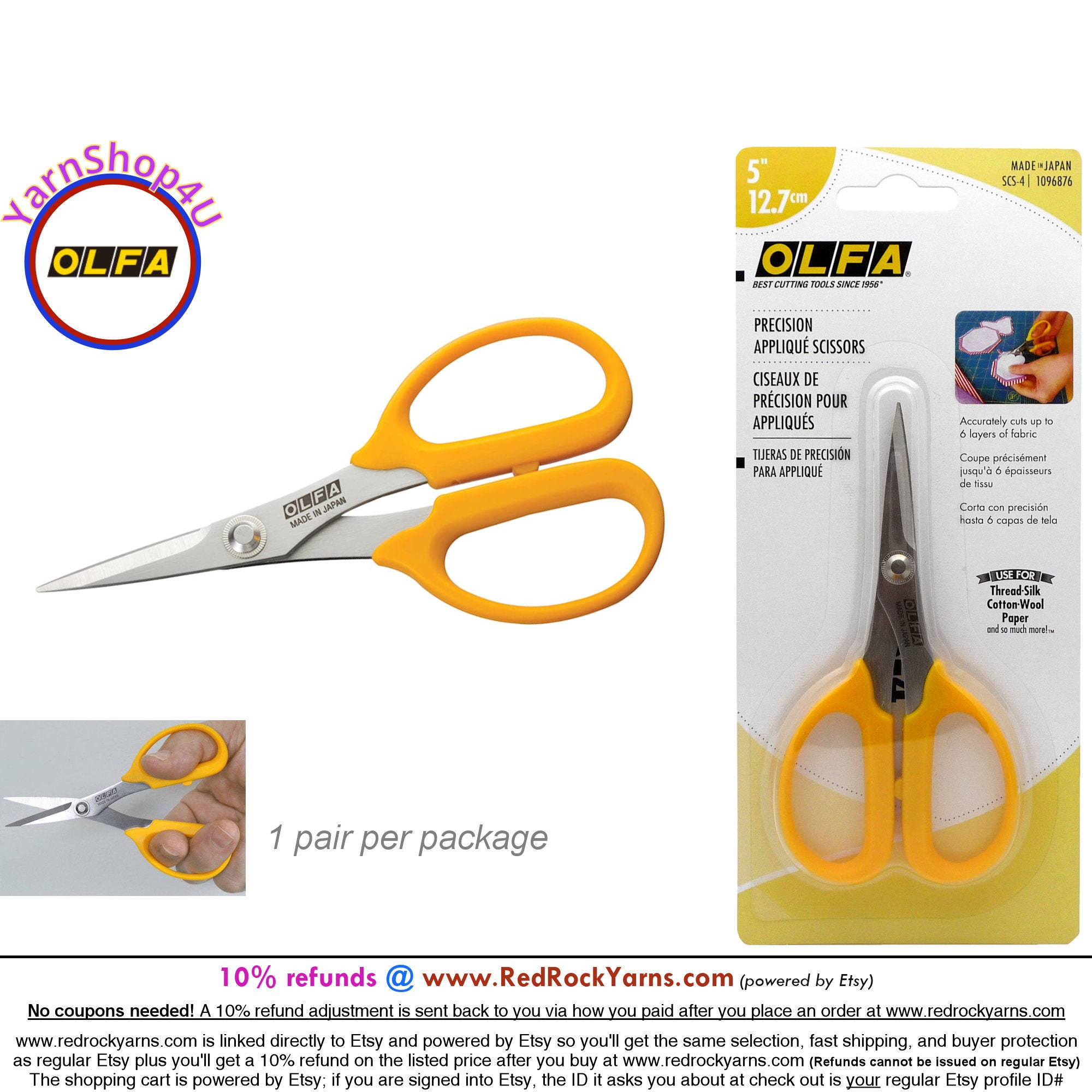 OLFA 7-Inch SCS-2 Serrated-Edge Stainless Steel Scissors