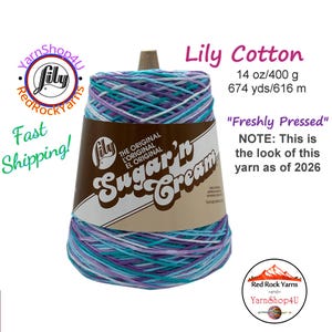 FRESHLY PRESSED 14oz cone, 674 yards. Lily Sugar N Cream Cotton yarn. 100% cotton. Item# 10300202323