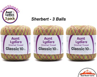 SHERBERT 3 pack! Aunt Lydia's Classic 10 Crochet Thread. 300yds. Item #154-0882