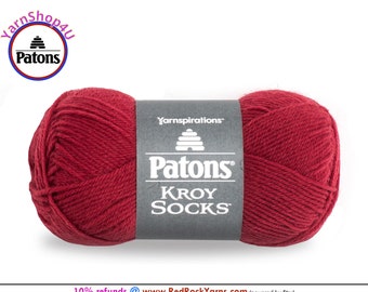 RED - Patons Kroy Socks Yarn is 1.75oz | 166yds Super Fine Weight (1) Sock Yarn. A Blend of 75/25% Wool/Nylon (50g | 152m)