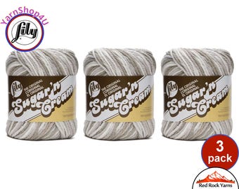 GREIGE OMBRE 3 Pack 2oz | 95yds each. Lily Sugar N Cream The Original 100% Cotton Yarn. 3 skeins Bulk Buy! (Gray + Beige = Greige)