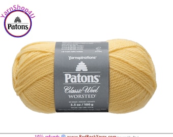 SUNSHINE - Patons Classic Wool Worsted Yarn Medium Weight (4). 100% wool yarn. 3.5oz | 194 yards (100g | 177m)