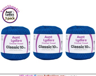 DARK ROYAL 3 pack! Aunt Lydia's Classic 10 Crochet Thread. 350yds. Item #154-0487