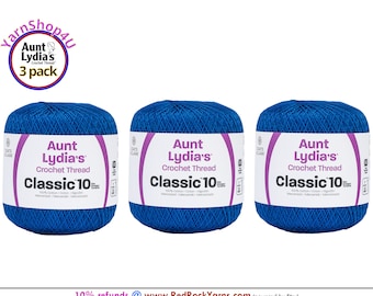 DARK ROYAL 3 pack! Aunt Lydia's Classic 10 Crochet Thread. 350yds. Item #154-0487