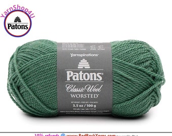 RICH GRASS - Patons Classic Wool Worsted Yarn Medium Weight (4). 100% wool yarn. 3.5oz | 194 yards (100g | 177m)