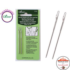 Darning Needles with Latch Hook Eye - Steel. 2 per package. Clover 3160