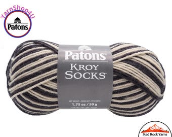 ZEBRA STRIPES - Patons Kroy Socks Yarn is 1.75oz | 166yds Super Fine Weight (1) Sock Yarn. A Blend of 75/25% Wool/Nylon (50g | 152m)